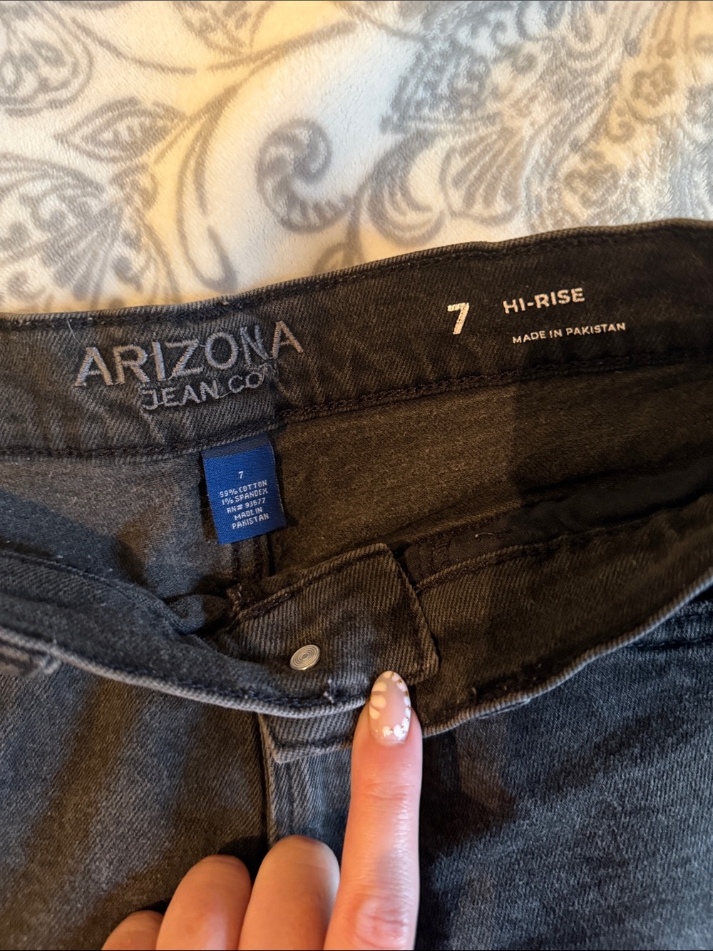 Arizona Jean Company Distressed Charcoal High-Rise Denim Shorts - Picture 2 of 2